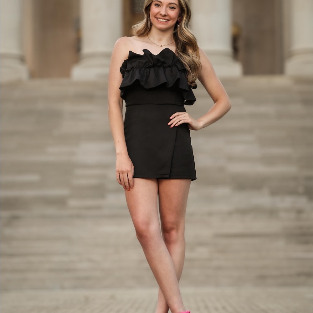 Elegant Black Strapless Romper